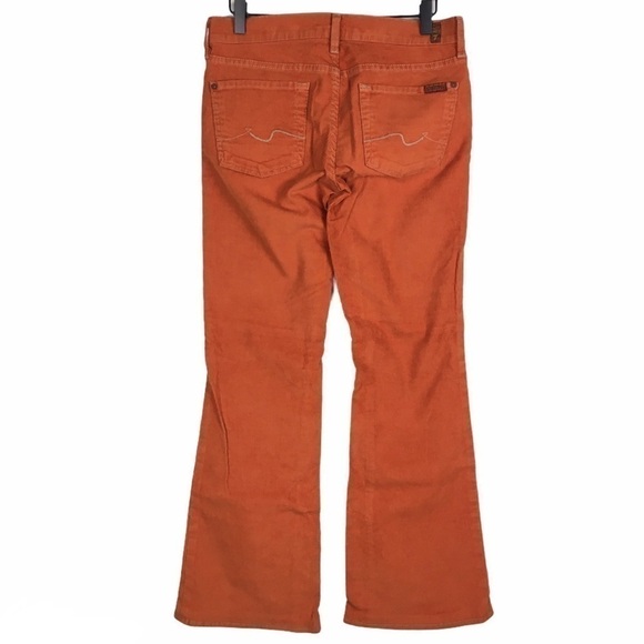 7 FOR ALL MANKIND Pants Corduroy Orange Ribbed Retro 70s Style Flare Size 29 - Picture 4 of 12